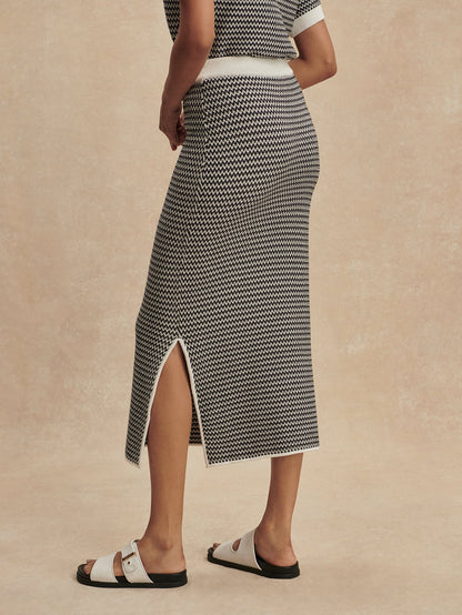 Varley Snow White/ Black Sinclair Knit Skirt