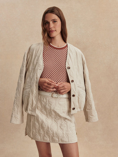 Varley Oat Milk Florin Quilted Skirt