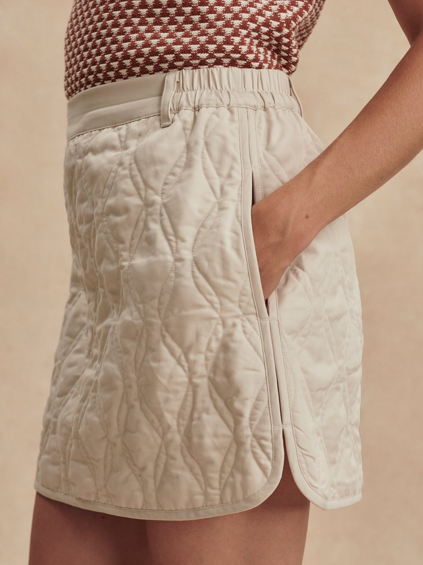 Varley Oat Milk Florin Quilted Skirt