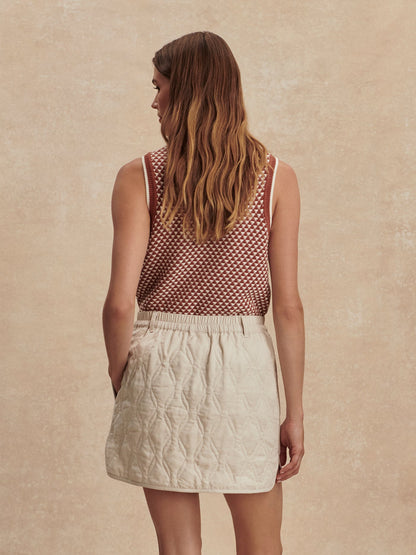 Varley Oat Milk Florin Quilted Skirt