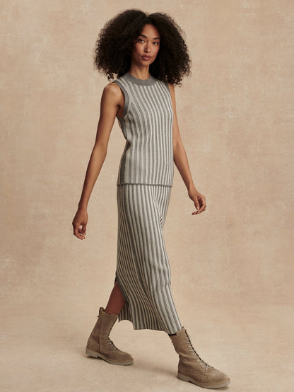 Varley Silver Filigree Melange Mairead Rib Knit Skirt