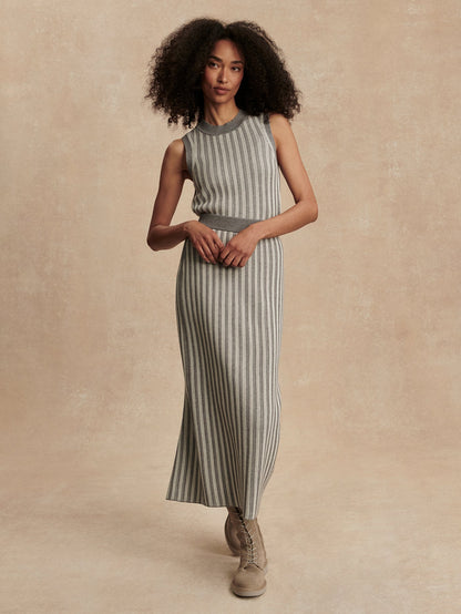 Varley Silver Filigree Melange Mairead Rib Knit Skirt