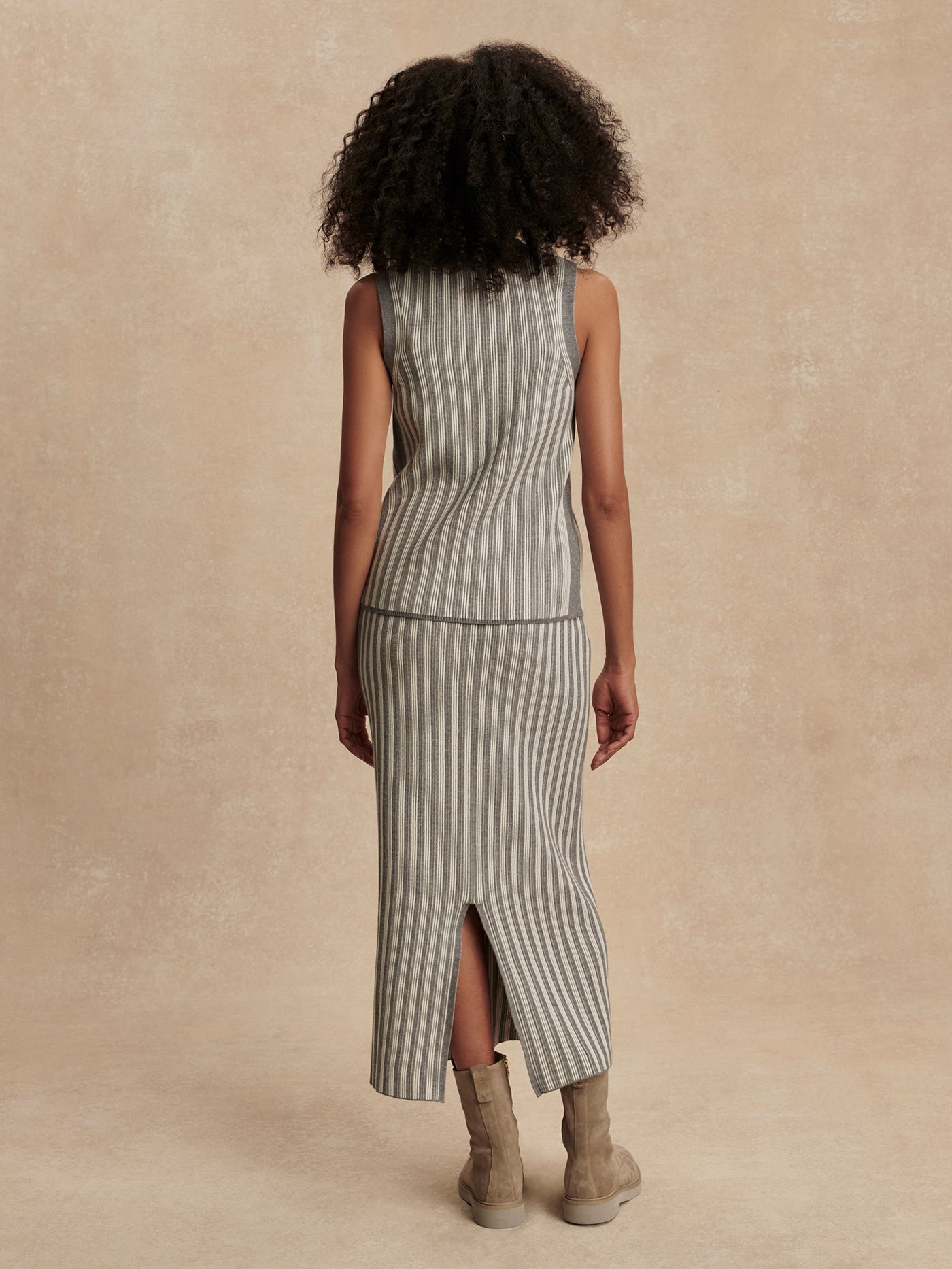 Varley Silver Filigree Melange Mairead Rib Knit Skirt