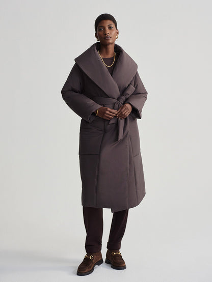 Varley Coffee Bean Ana Long Wrap Coat
