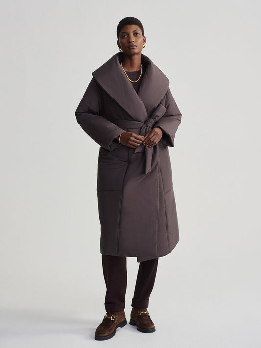 Varley Coffee Bean Ana Long Wrap Coat