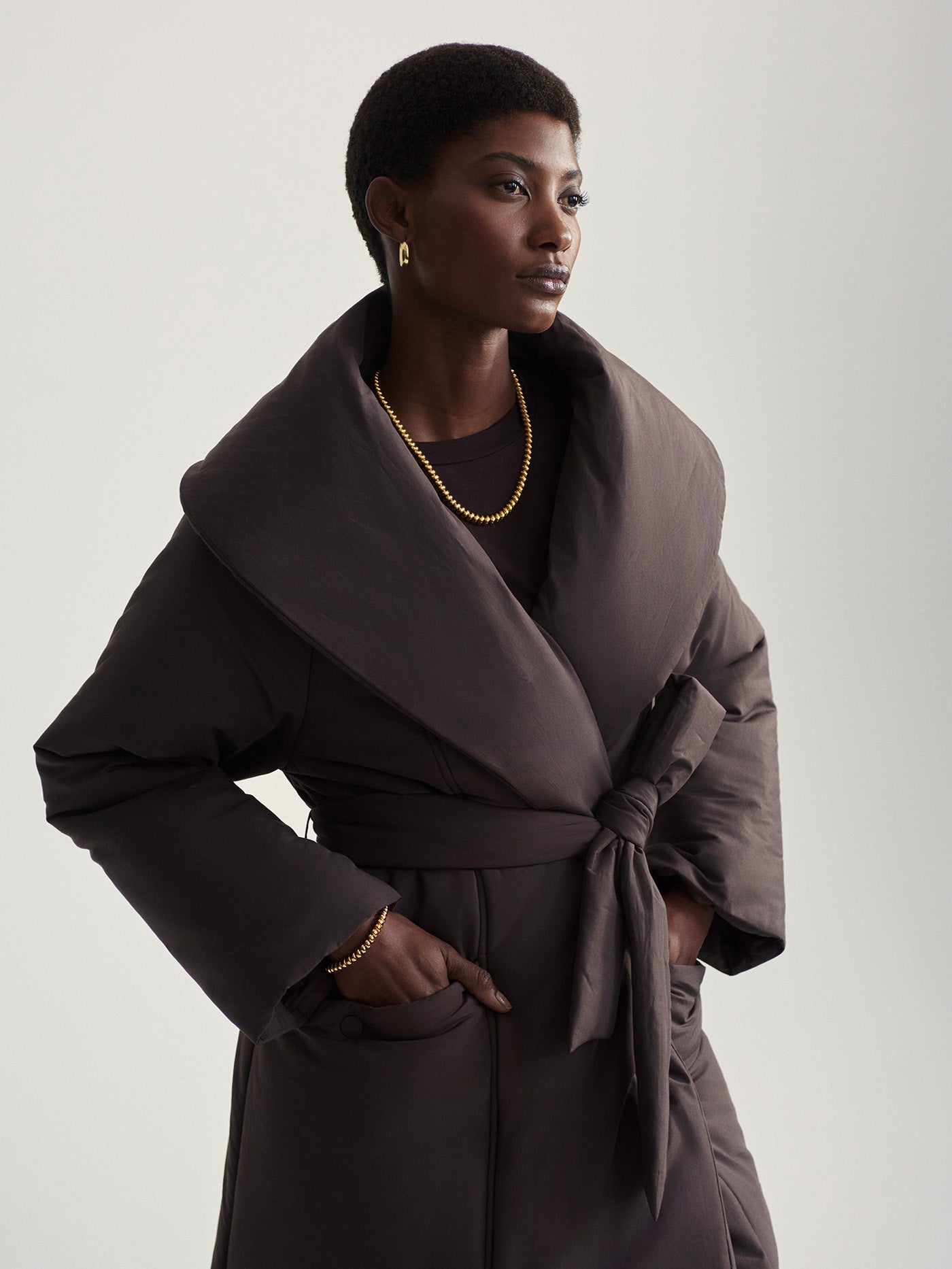 Varley Coffee Bean Ana Long Wrap Coat