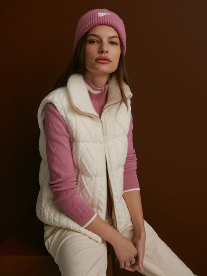 Varley Egret Irina Cable Knit Gilet