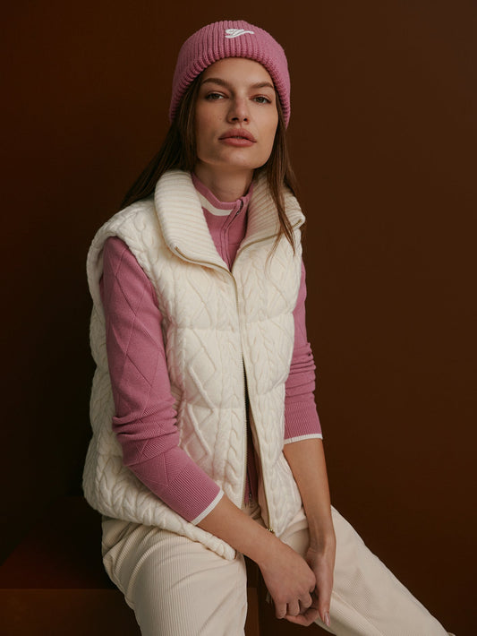 Varley Egret Irina Cable Knit Gilet