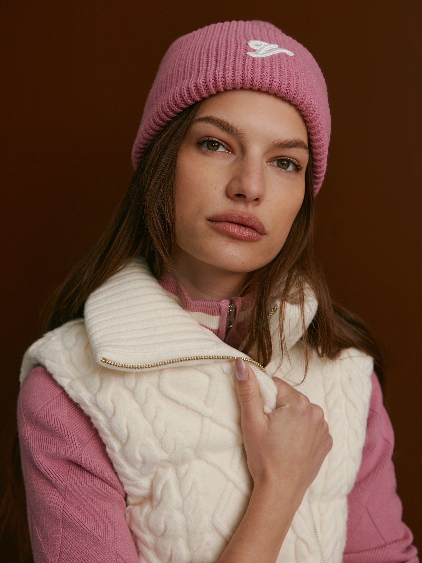 Varley Egret Irina Cable Knit Gilet