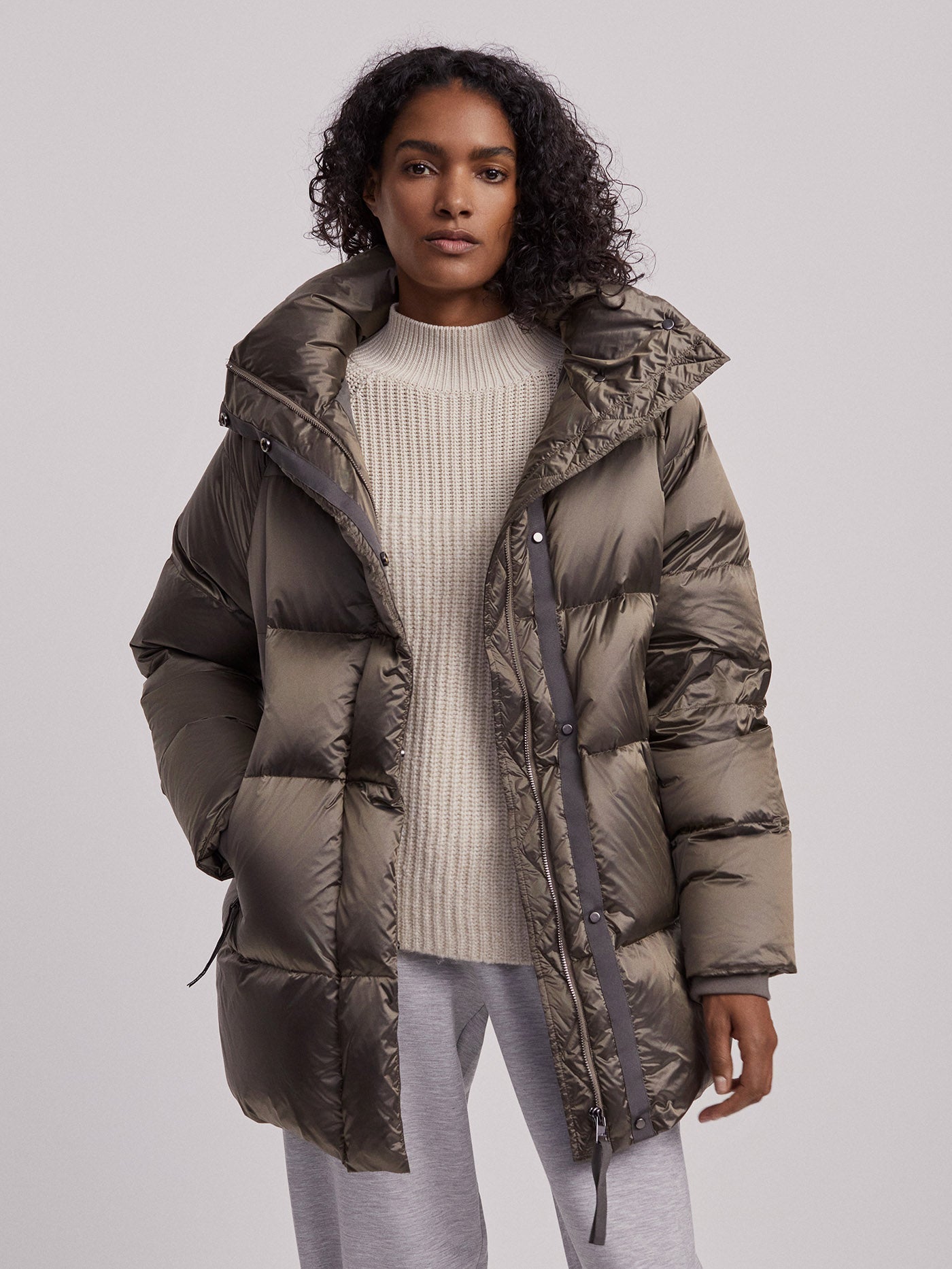 Varley Brushed Olive Metallic Canton Down Jacket