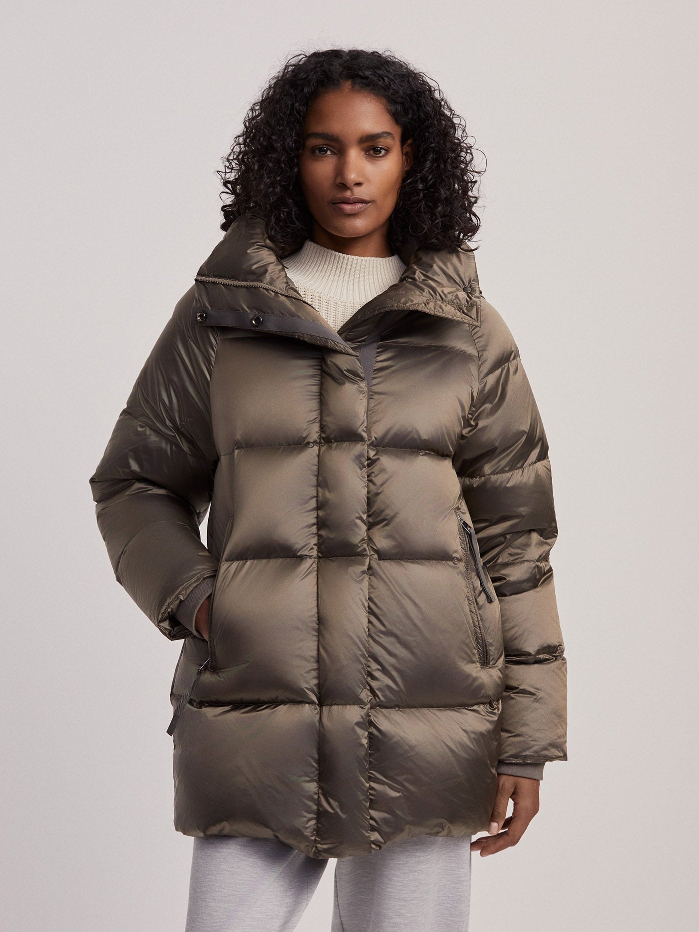 Varley Brushed Olive Metallic Canton Down Jacket
