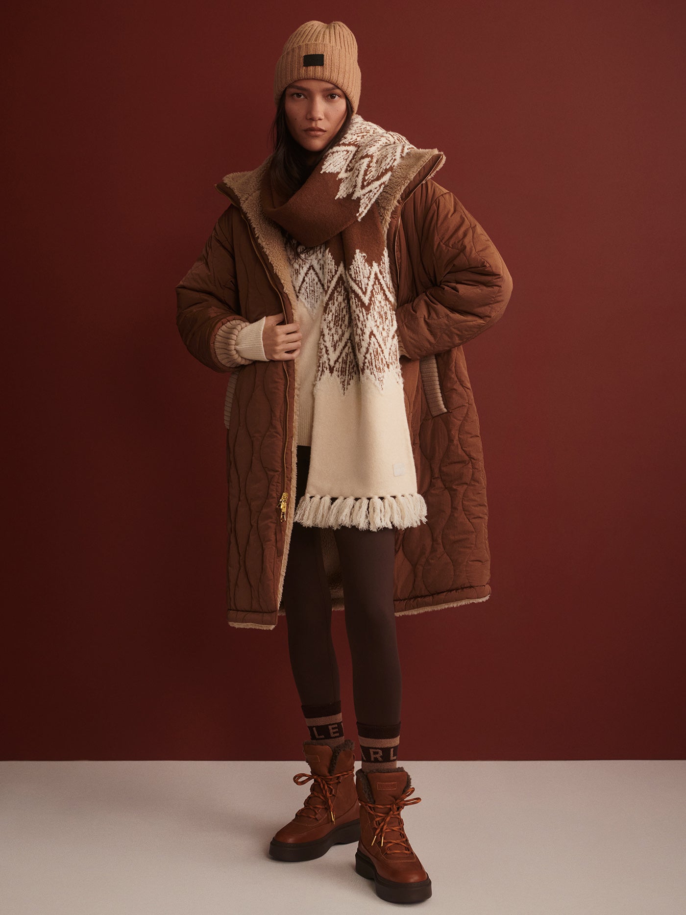 Varley Light Taupe/ Cocoa Dust Theia Reversible Coat