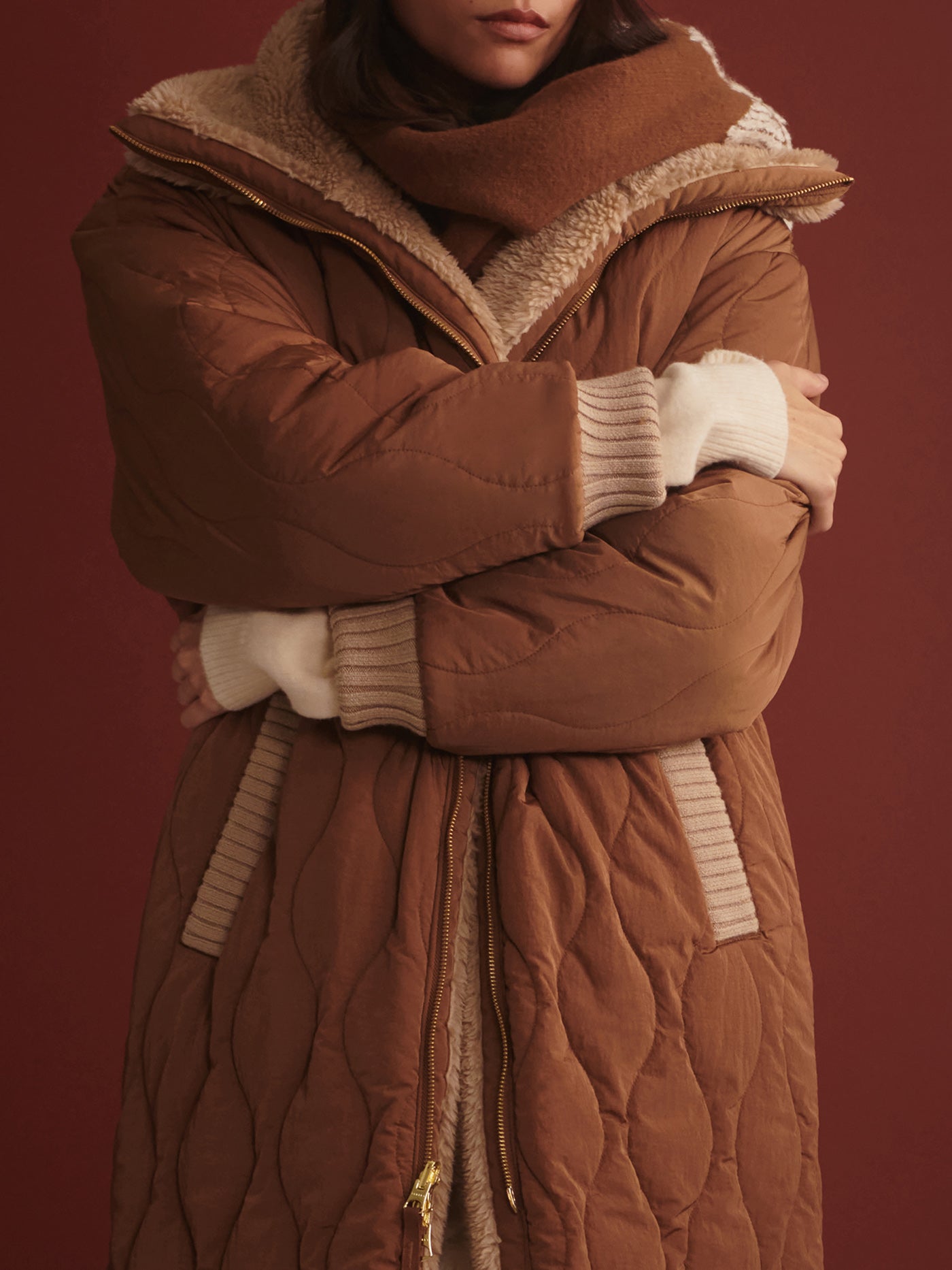 Varley Light Taupe/ Cocoa Dust Theia Reversible Coat
