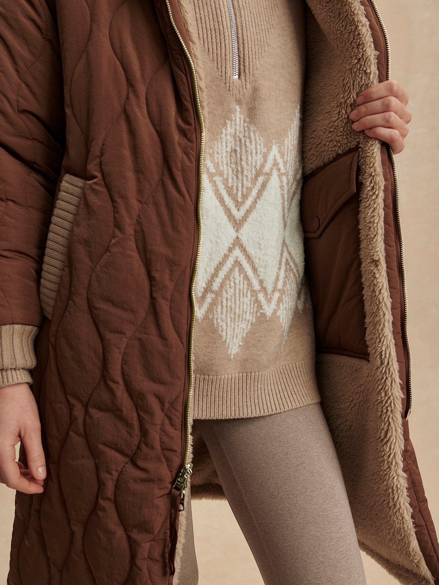 Varley Light Taupe/ Cocoa Dust Theia Reversible Coat