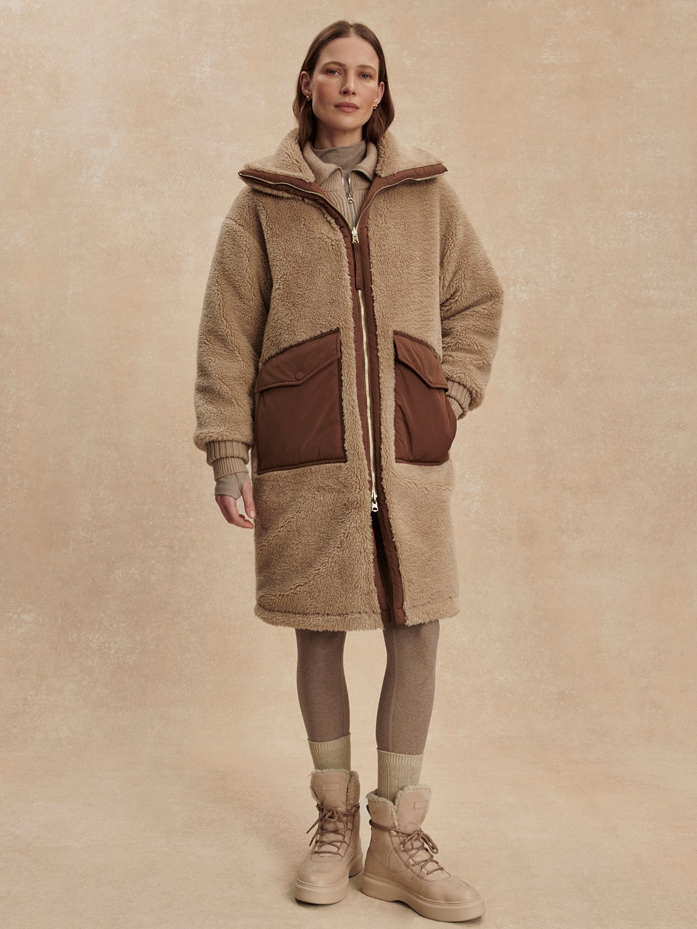 Varley Light Taupe/ Cocoa Dust Theia Reversible Coat
