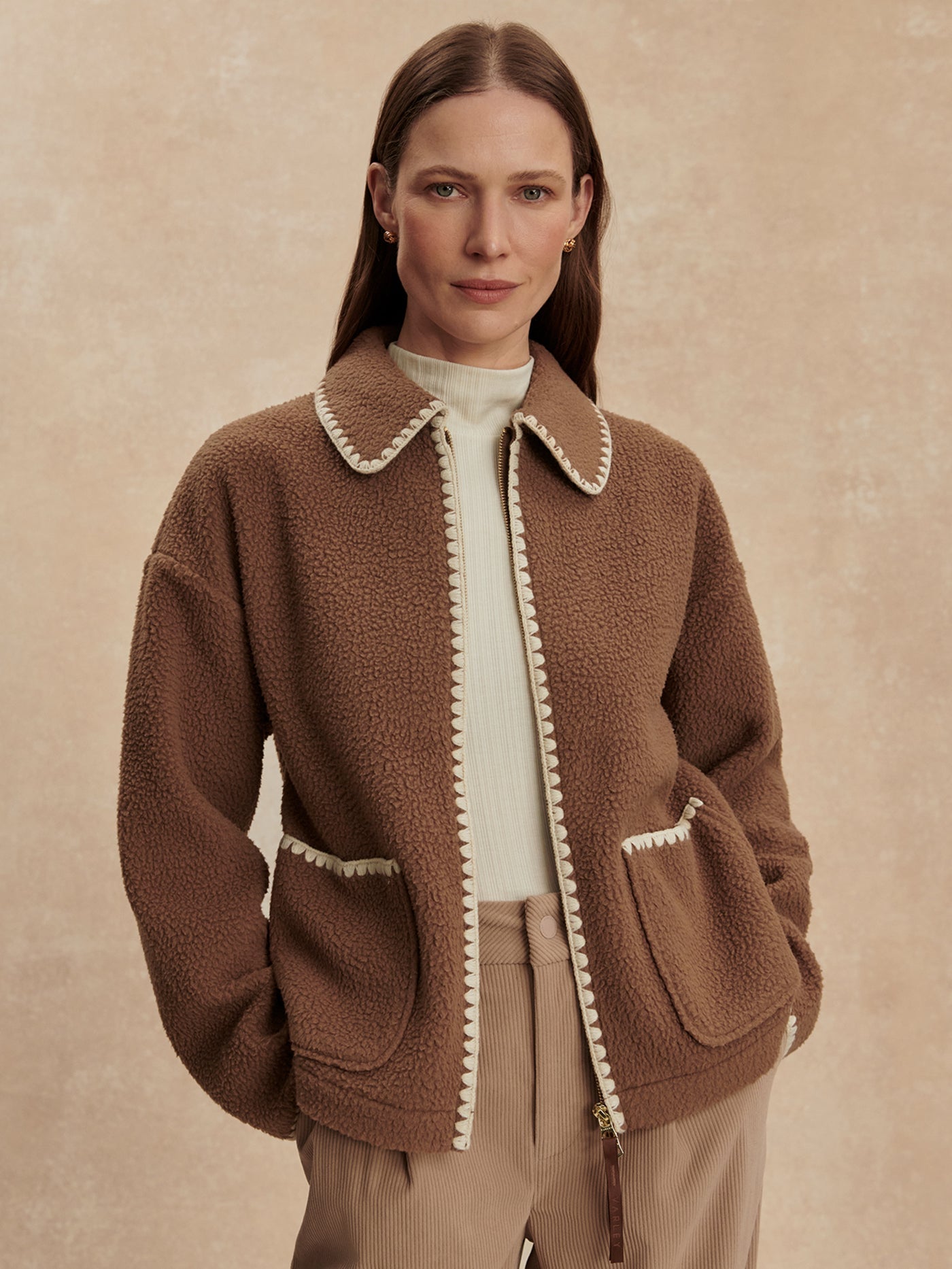 Varley Cocoa Dust Ruiko Zip Through Fleece