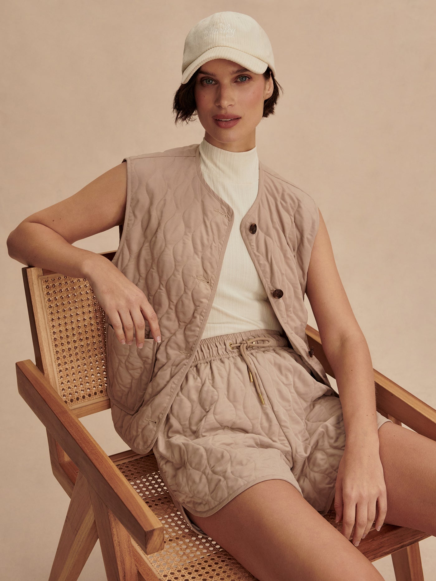 Varley Light Taupe Karla Quilted Gilet