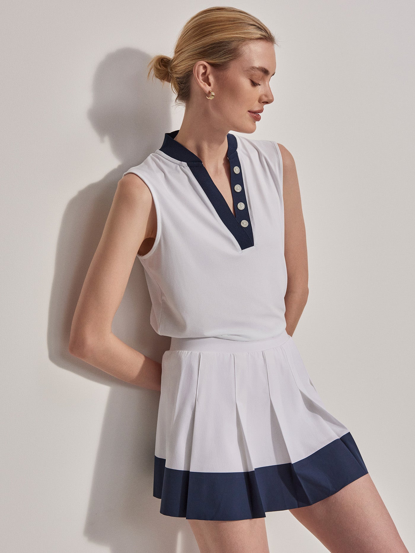 Varley White/ Blue Nights Chase High-Rise Skort 14'' | VARLEY US