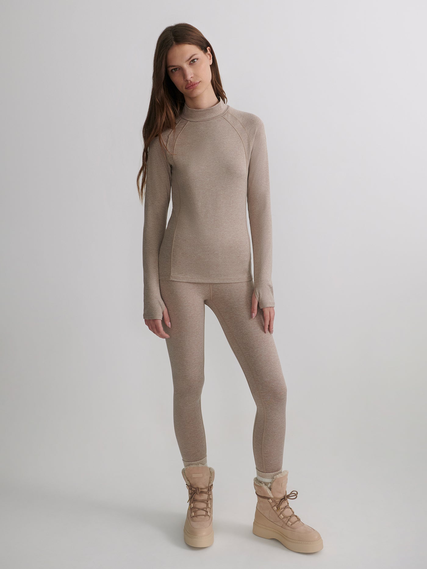 Varley Taupe Marl Always Warm Base Layer Legging | VARLEY US