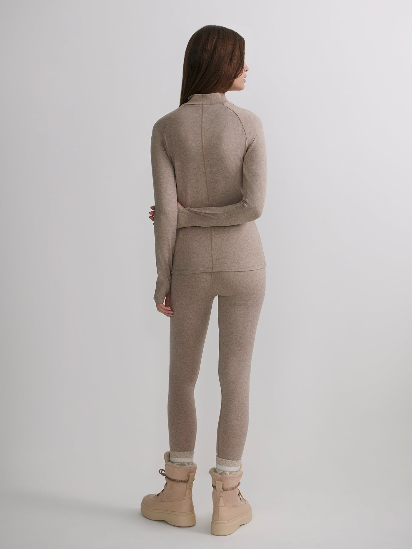 Varley Taupe Marl Always Warm Base Layer Legging | VARLEY US