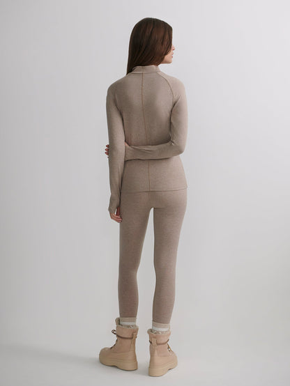 Varley Taupe Marl Always Warm Base Layer Legging | VARLEY US