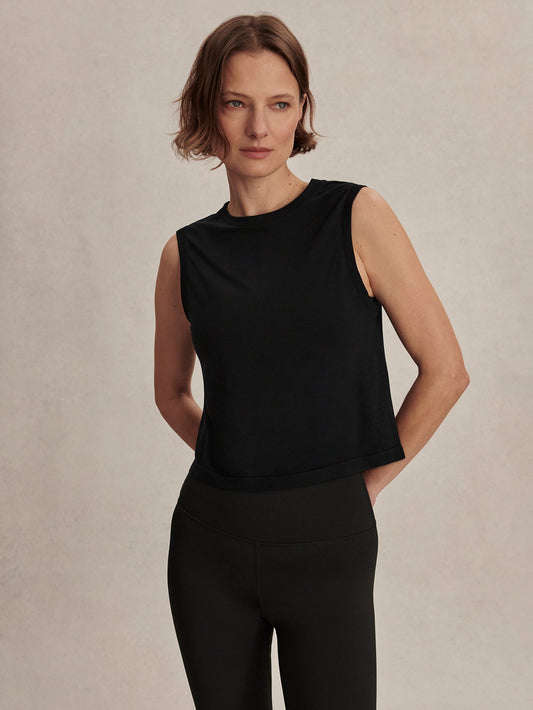 Varley Black Nate Seamless Cropped Tank