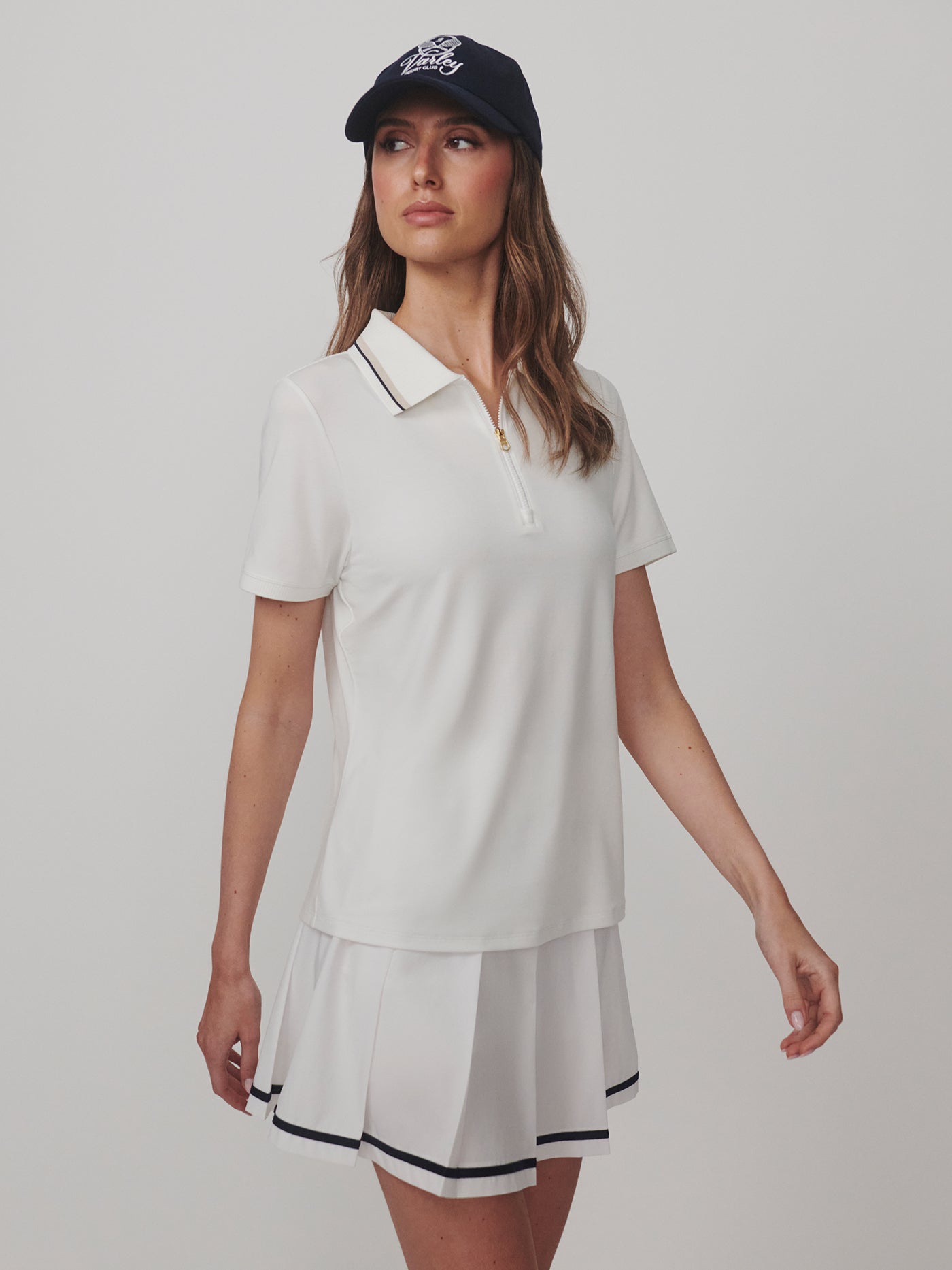 Varley White Elton Performance Polo