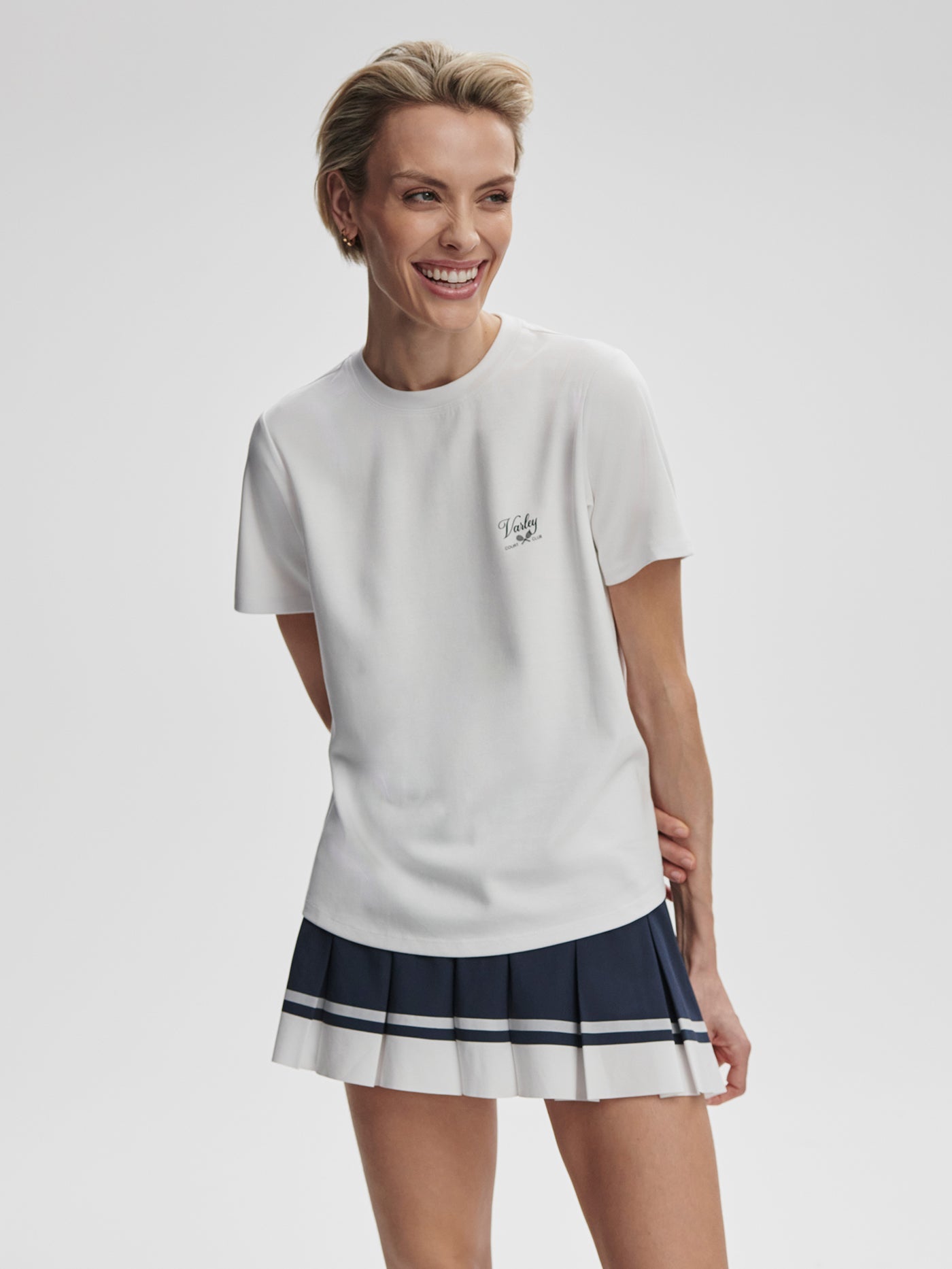 Varley White Mattie Branded Tee