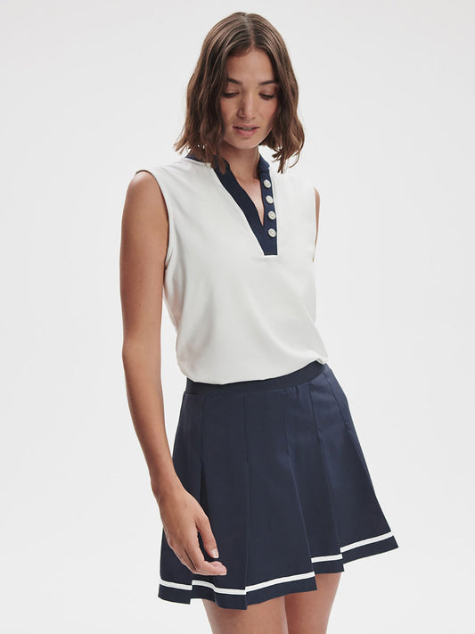 Varley White/ Blue Nights Shelby Performance Tank | VARLEY US