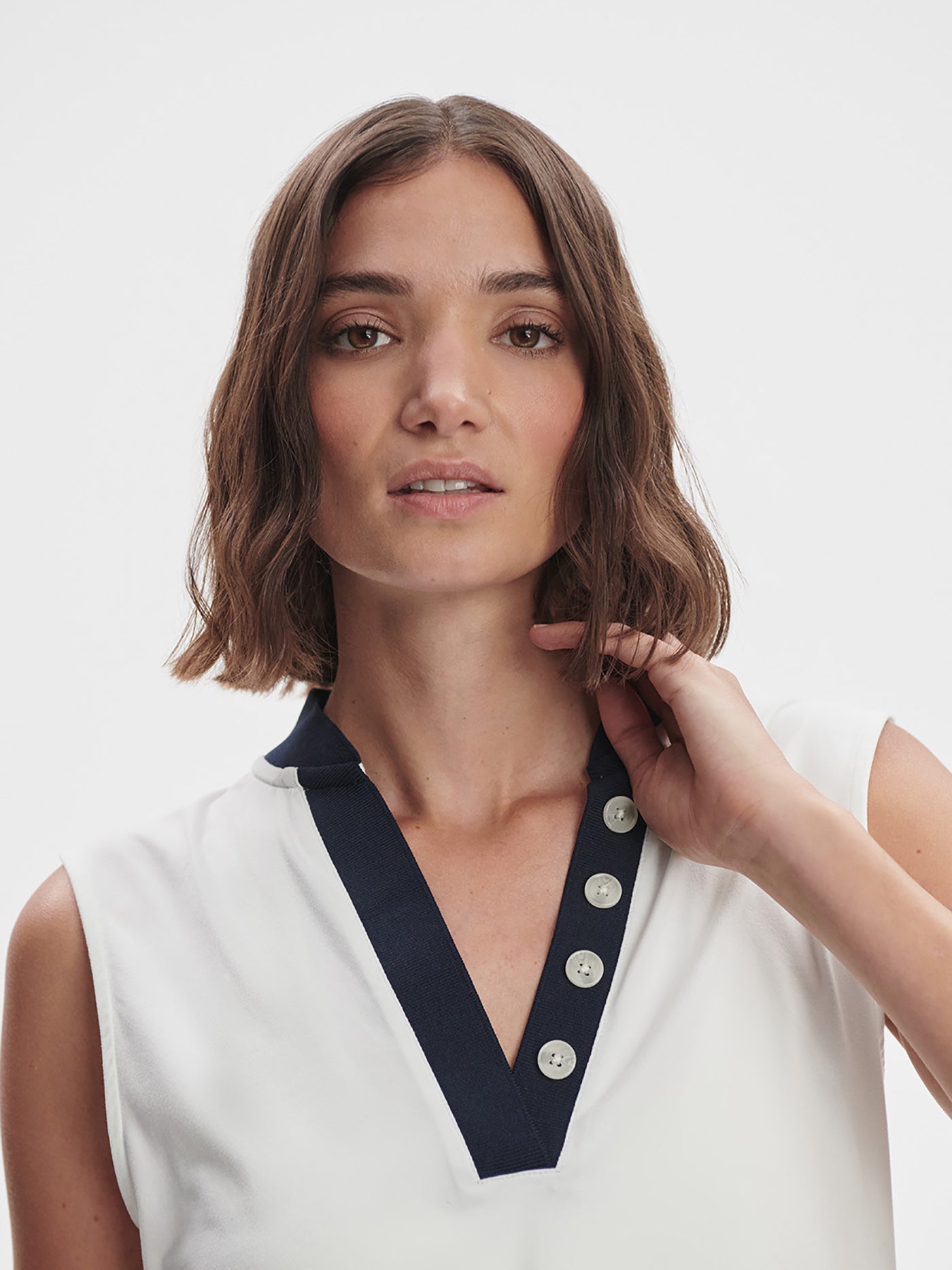 Varley White/ Blue Nights Shelby Performance Tank | VARLEY US