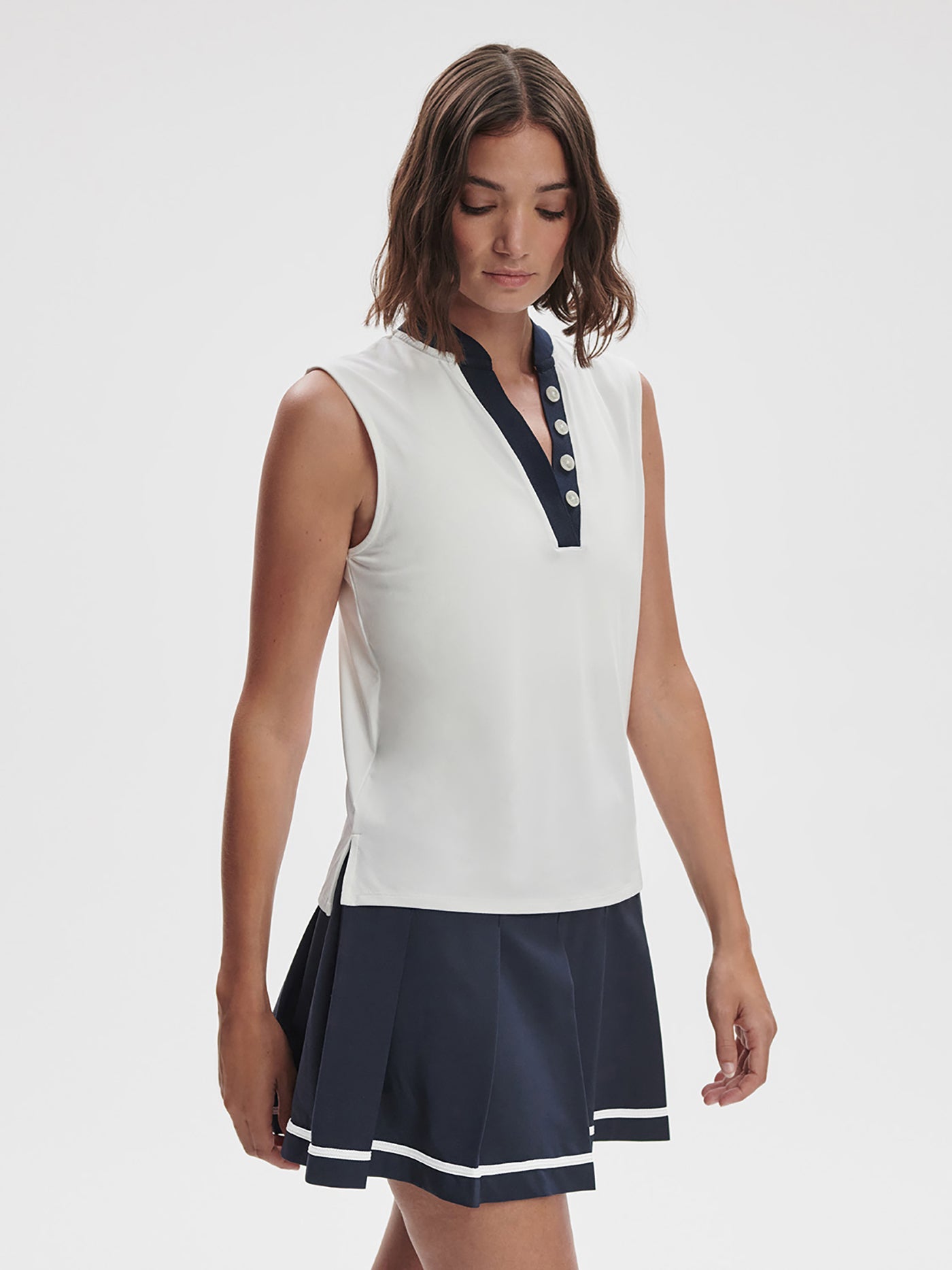 Varley White/ Blue Nights Shelby Performance Tank | VARLEY US