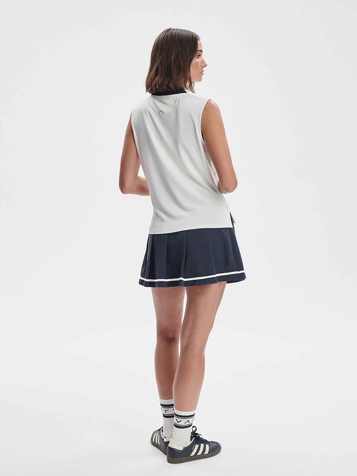 Varley White/ Blue Nights Shelby Performance Tank | VARLEY US