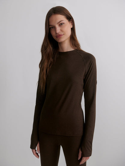 Varley Deep Chocolate Marl Always Warm Crew Neck Baselayer