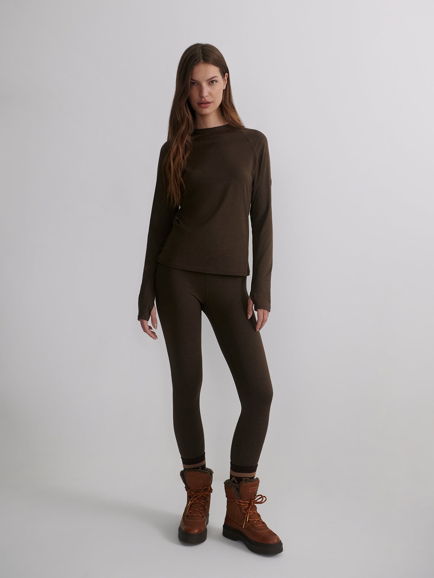Varley Deep Chocolate Marl Always Warm Crew Neck Baselayer