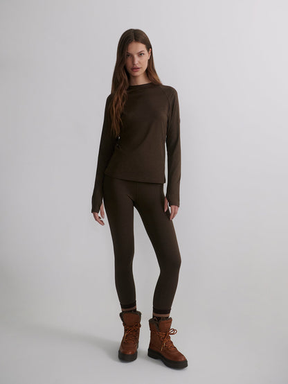 Varley Deep Chocolate Marl Always Warm Crew Neck Baselayer