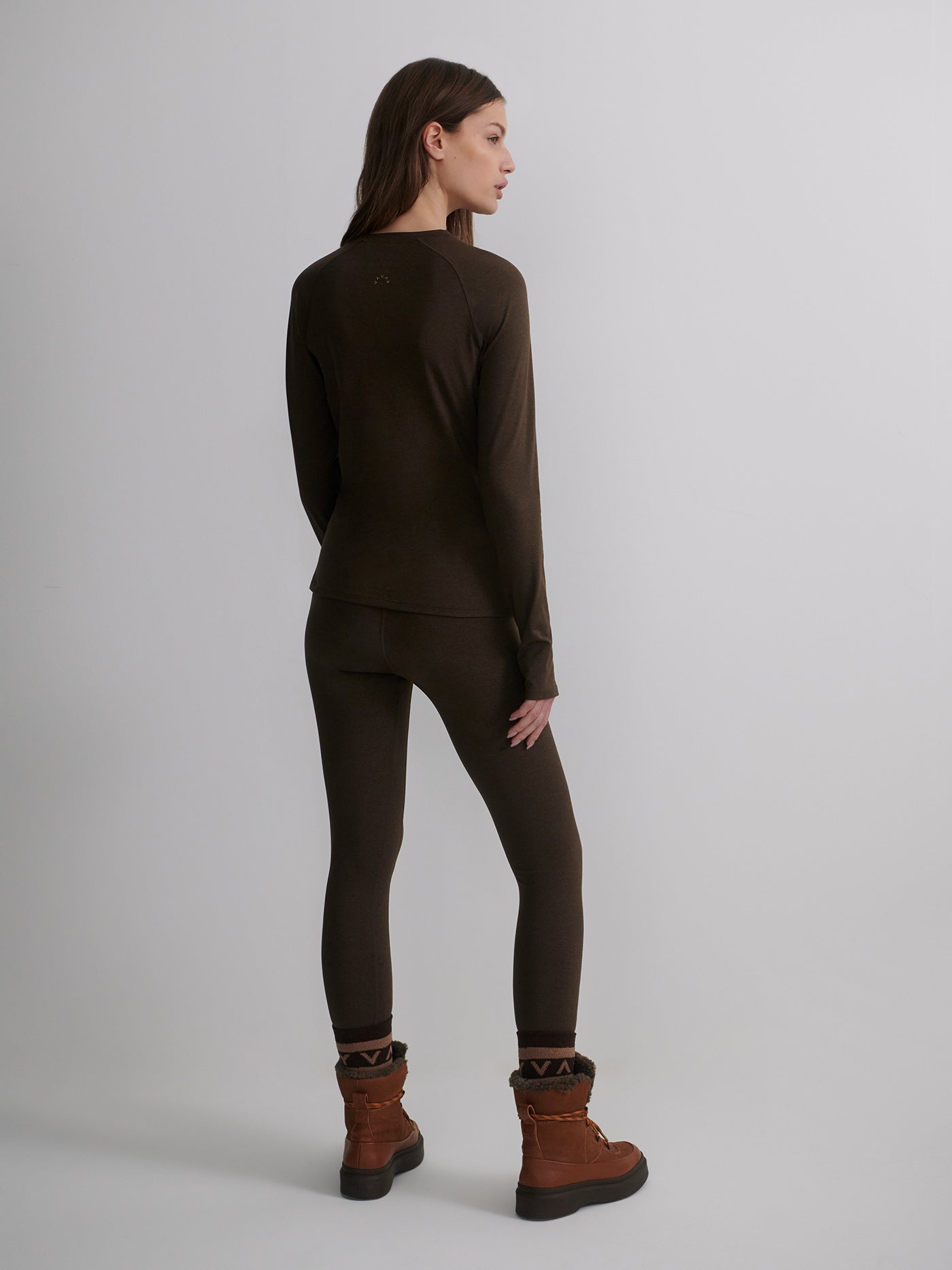 Varley Deep Chocolate Marl Always Warm Crew Neck Baselayer