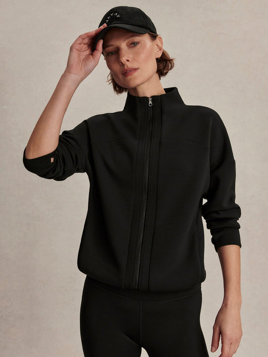 Varley Black Tayah Zip-Through Active Sweatshirt