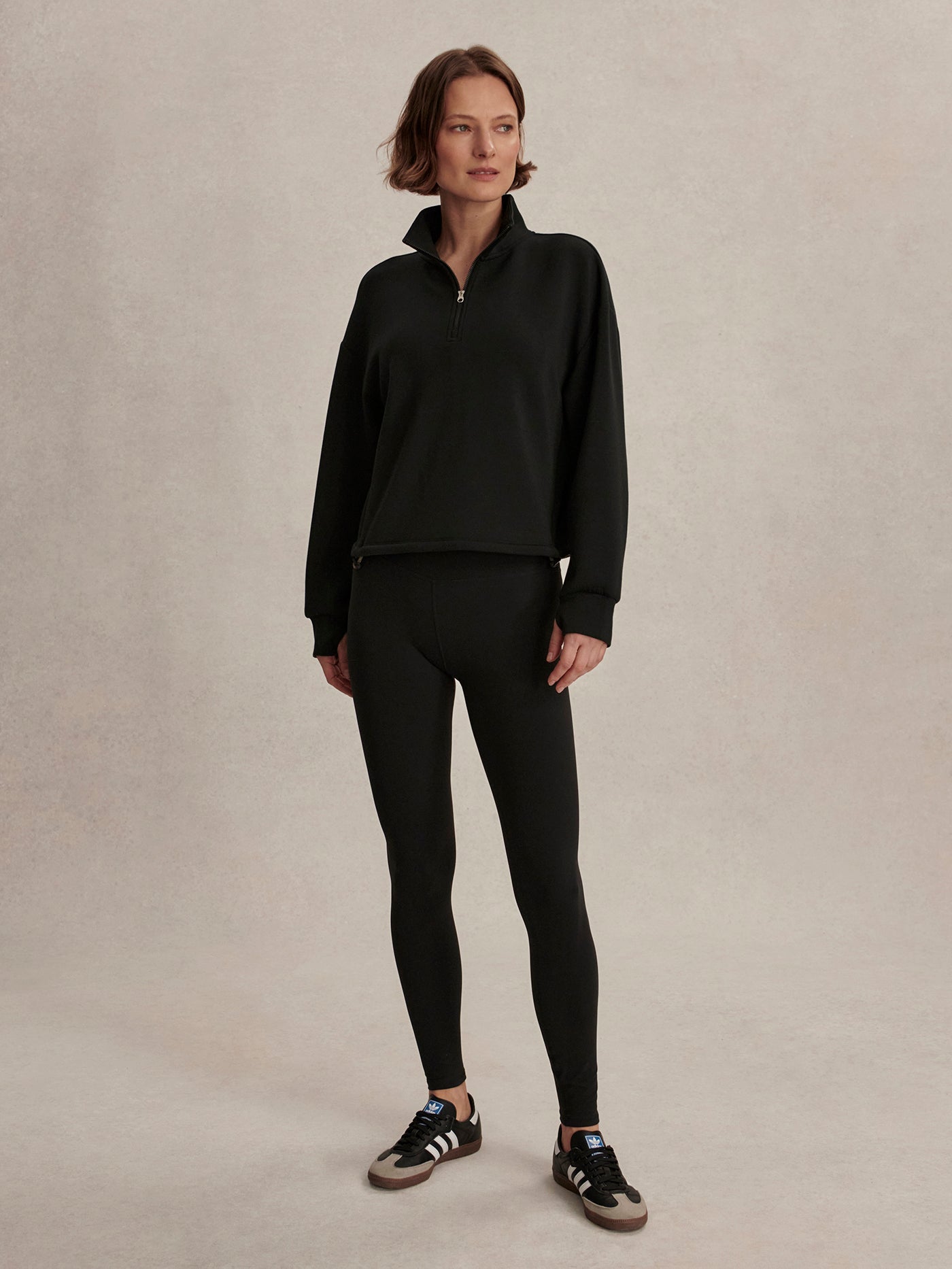 Varley Black Sian Cropped Half-Zip Active Sweatshirt