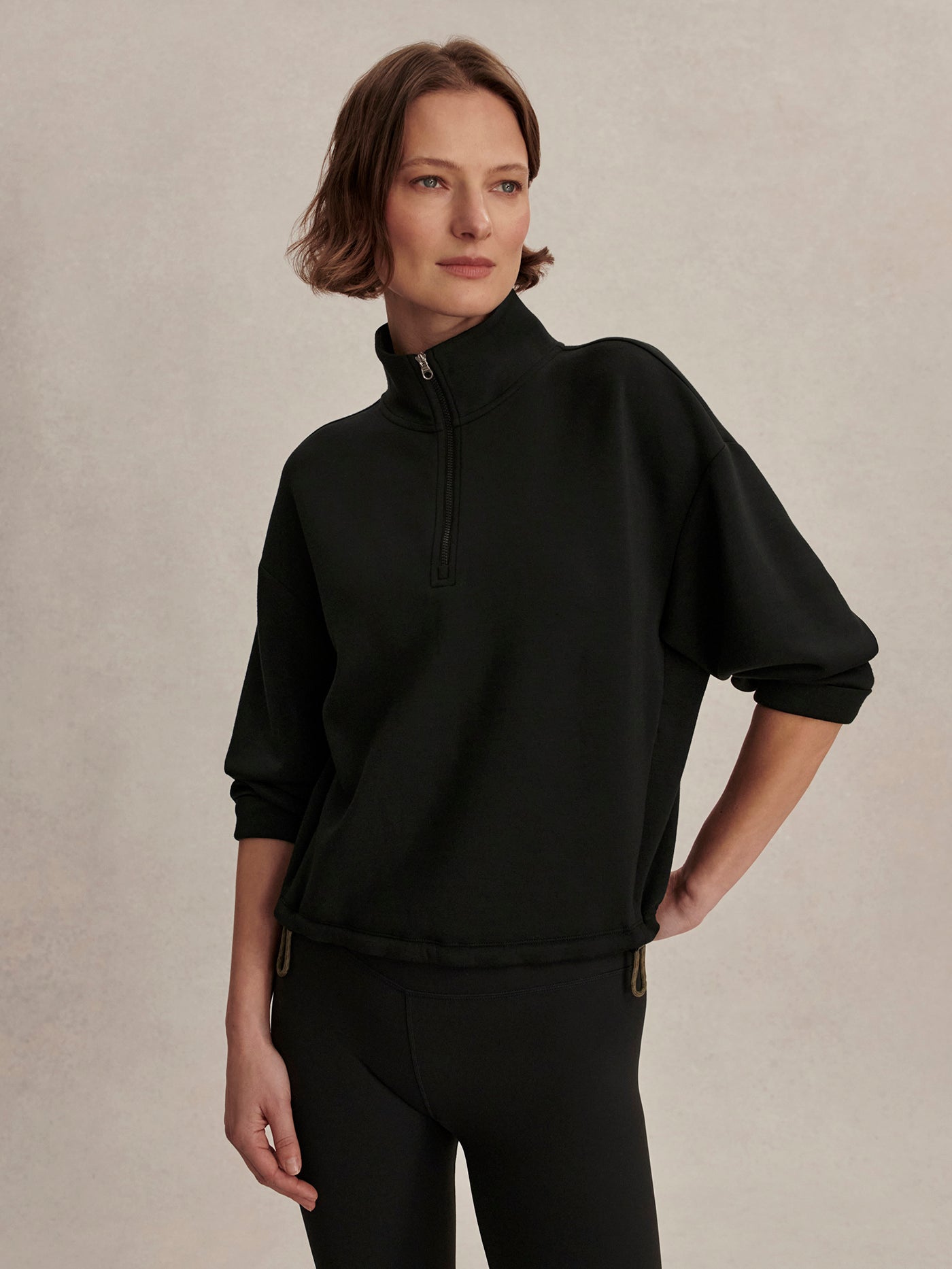 Varley Black Sian Cropped Half-Zip Active Sweatshirt