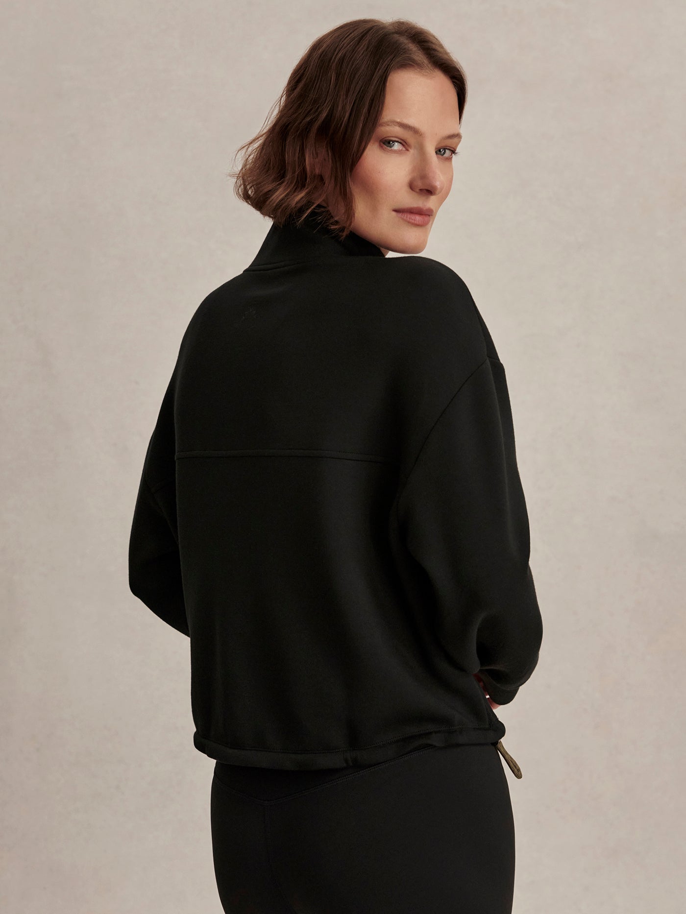 Varley Black Sian Cropped Half-Zip Active Sweatshirt
