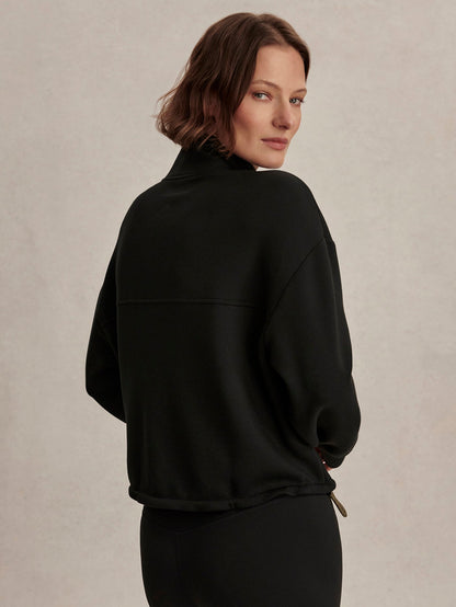 Varley Black Sian Cropped Half-Zip Active Sweatshirt