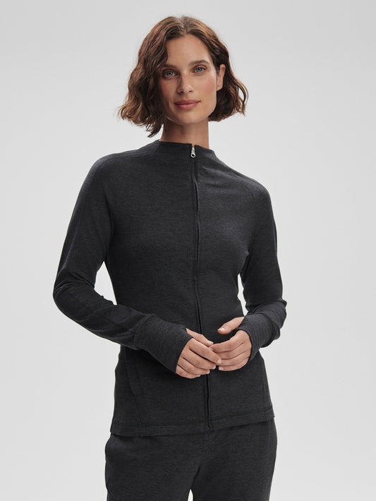 Varley Black Marl Marja Zip-Through Active Sweatshirt