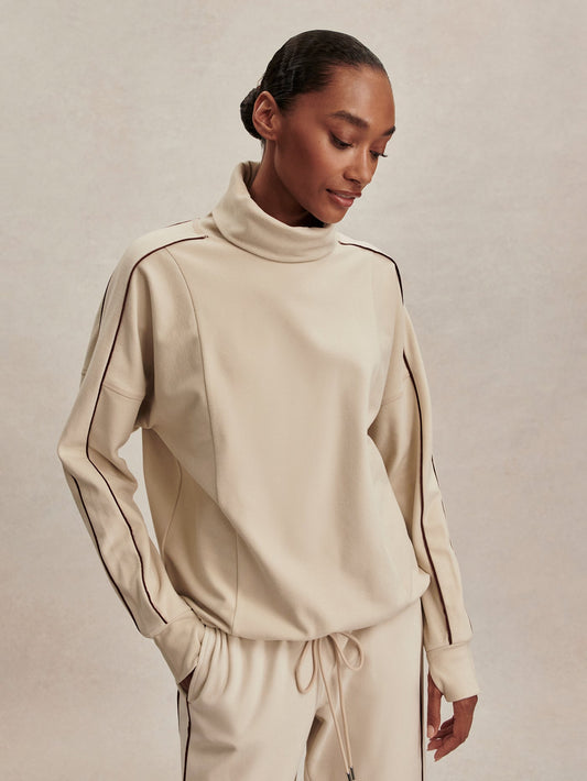 Varley Cement Marl/ Bitter Chocolate Ariana High Neck Active Sweatshirt