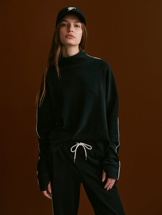 Varley Black/ Snow White Rona High Neck Active Sweat