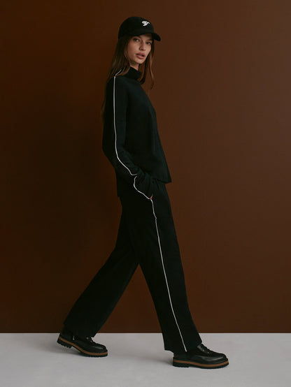Varley Black/ Snow White Brushed Rib Straight Leg Pant 28