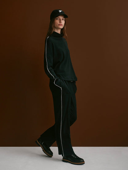 Varley Black/ Snow White Brushed Rib Straight Leg Pant 28