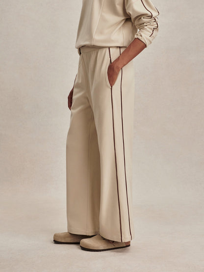 Varley Cement Marl/ Bitter Chocolate Brushed Rib Wide Leg Pant 28