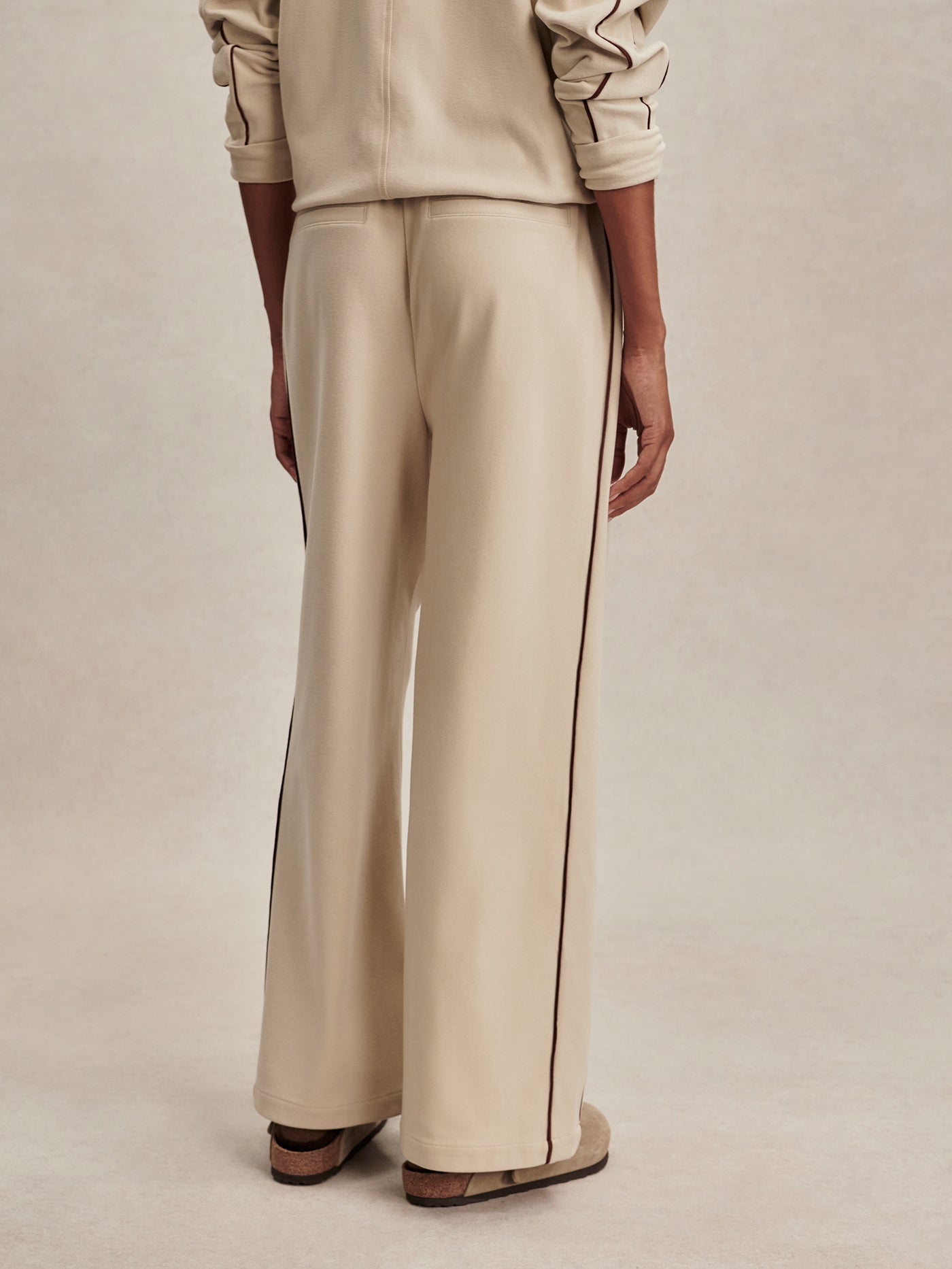 Varley Cement Marl/ Bitter Chocolate Brushed Rib Wide Leg Pant 28