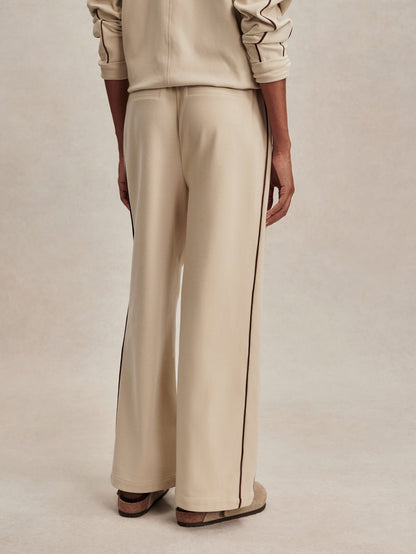 Varley Cement Marl/ Bitter Chocolate Brushed Rib Wide Leg Pant 28