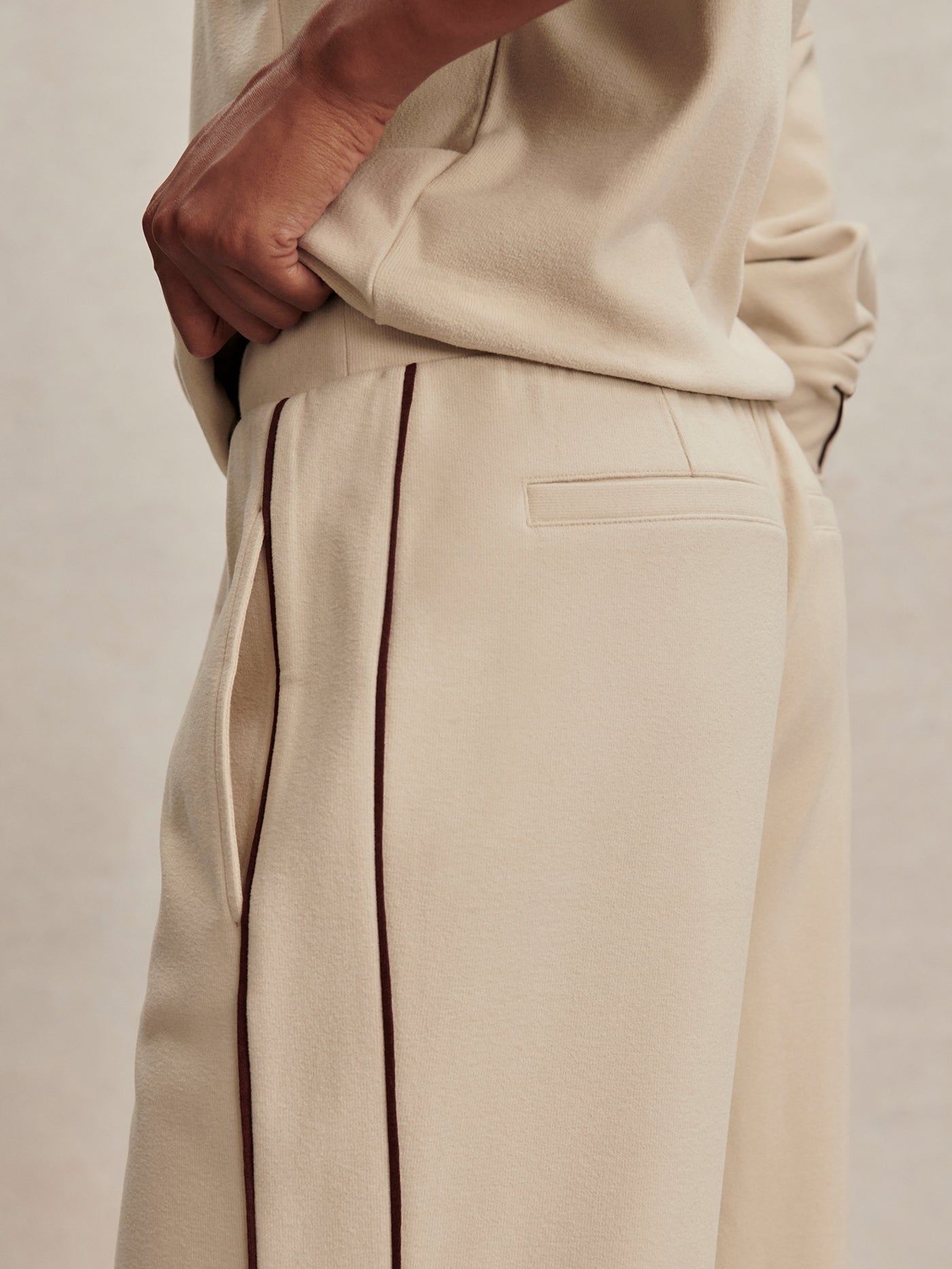 Varley Cement Marl/ Bitter Chocolate Brushed Rib Wide Leg Pant 28
